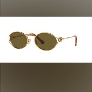 Miu Miu Gold-Tone Oval Sunglasses